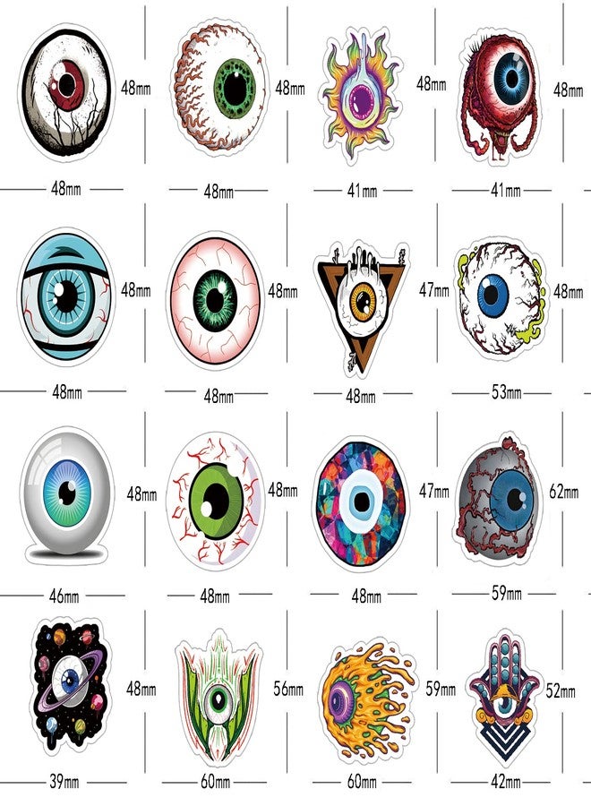 YEESACG 64Pcs Cool Eyeball Stickers Pack, Halloween Horror Terror Vinyl Waterproof Sticker Decals for Water Bottle,Skateboard,Laptop,Phone,Journal,Scrapbooking for Supply Favor Decor - Image 3